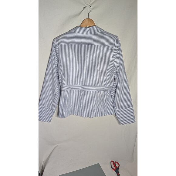 Perfect By Carson Kressley Womens Open Front Tie Waist Seersucker Blazer Sz 14 - Picture 4 of 6